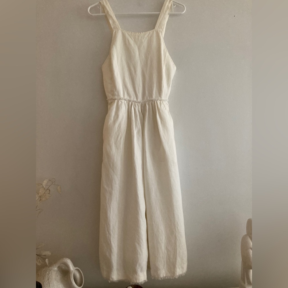 Aritzia Wilfred White Linen Blend Pinafore Dress, size 0